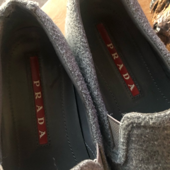PRADA SPORT SLIP-ON SNEAKERS GRAY WOOL FELT SIZE 37.5 - Picture 3 of 6